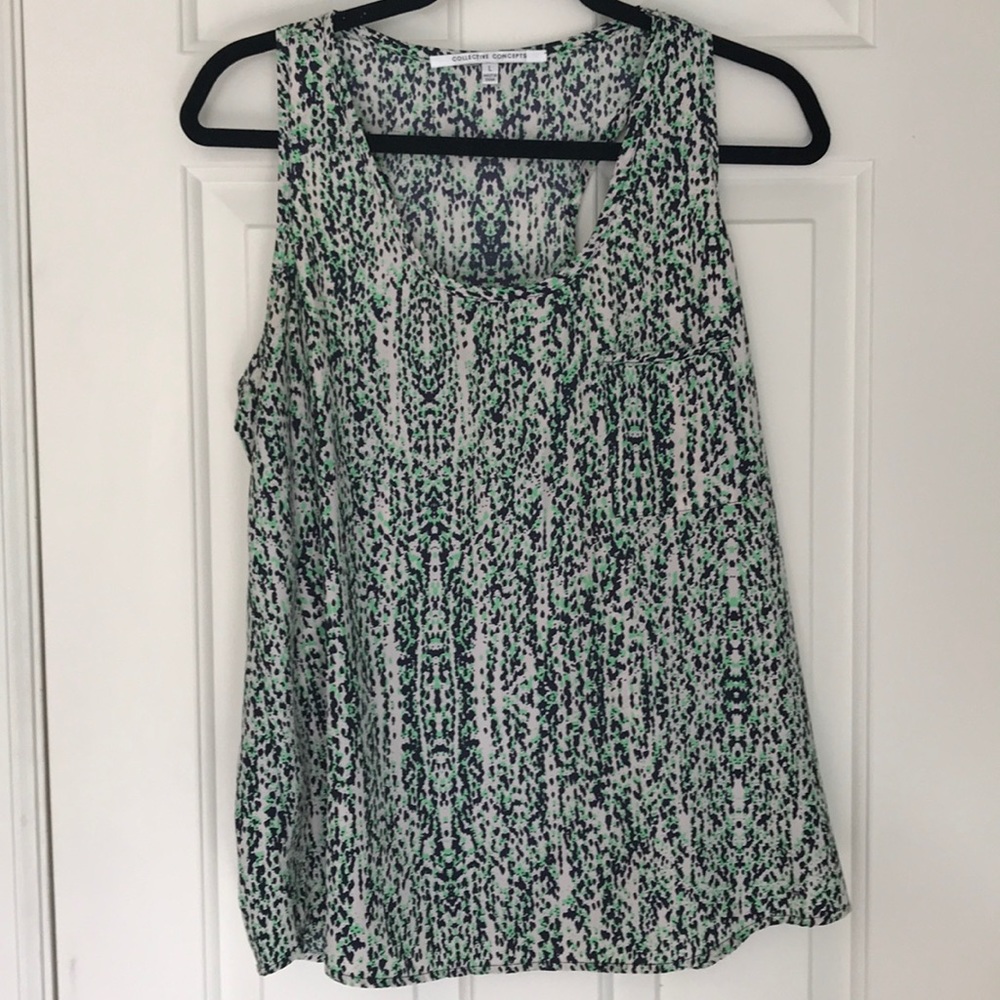 Green,Navy, White racerback lightweight top